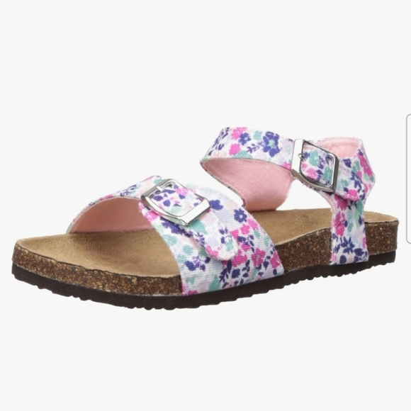 Joules Floral Print Sandals Little Girls Size US 3 UK 2 Ankle Strap Cork Footbed - Picture 2 of 14